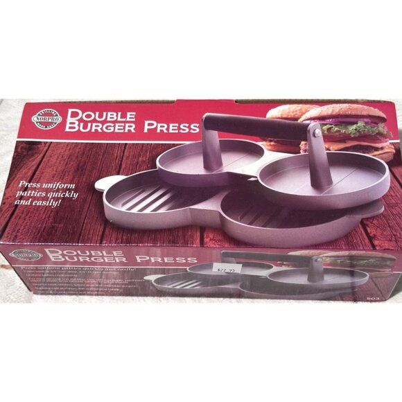 Norpro Double Burger Press Nonstick Cast Aluminum For Uniform Patties Cast Gift - Picture 3 of 3